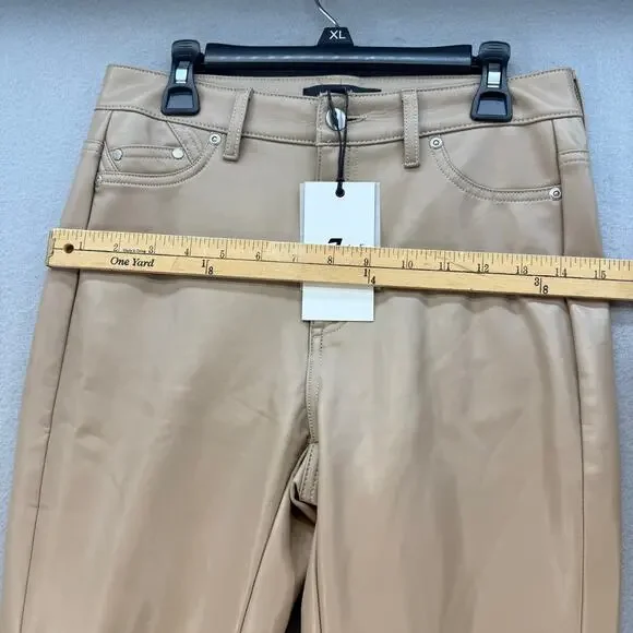 7 For All Mankind Pants Women's XS Tan Faux Leather Preppy Business Casual NWT - Picture 11 of 15